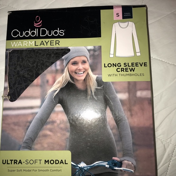 🆕 Cuddl Duds WarmLayer Ultra-Soft Modal Long Sleeve Crew “Tonal Animal” - Picture 4 of 4